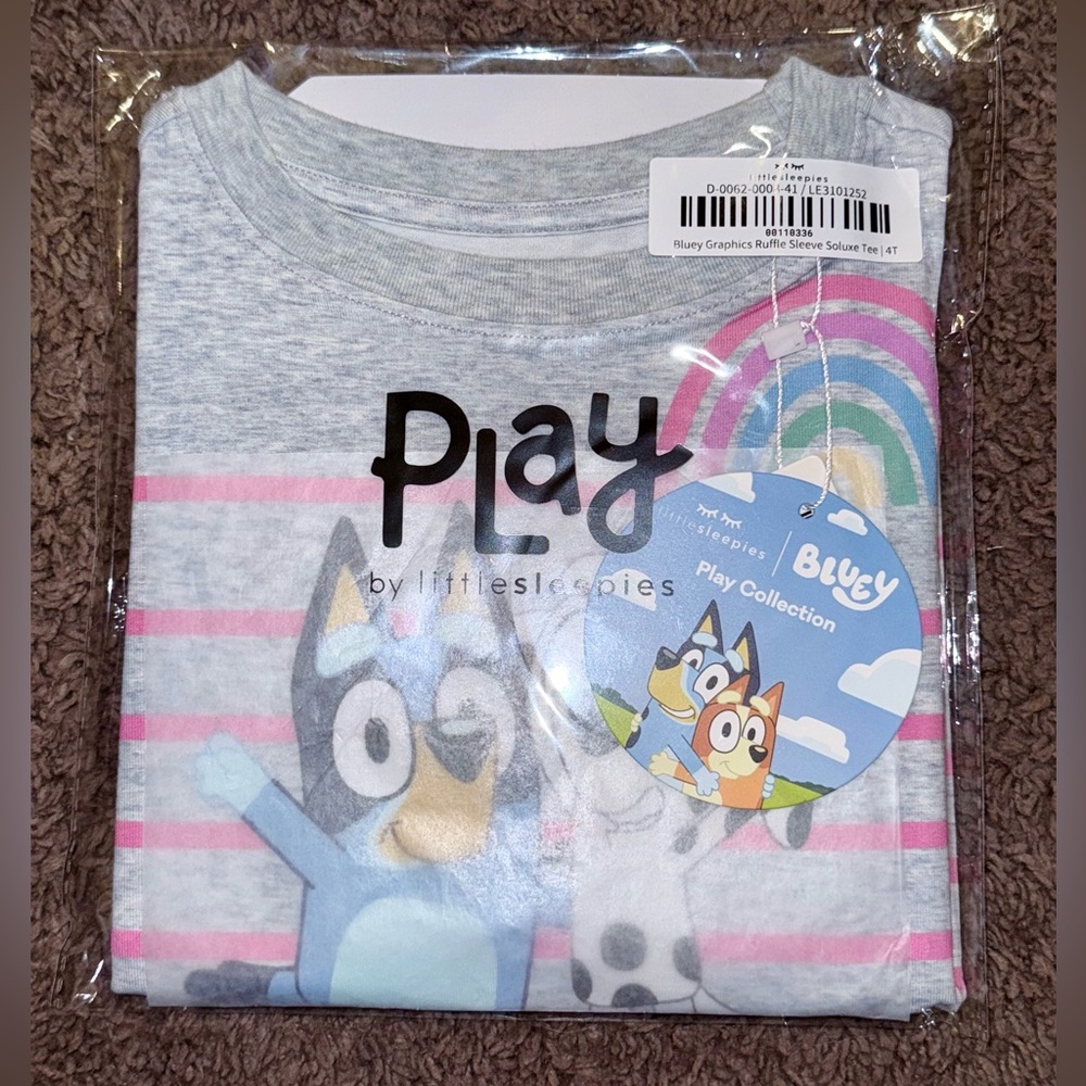 Little Sleepies 4T Bluey & Friends Flutter Sleeve Bamboo Tee Shirt Top
